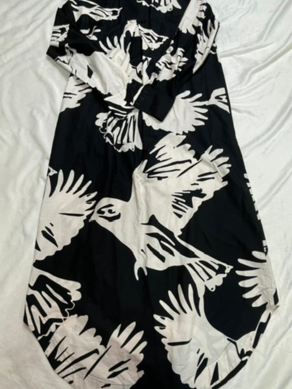 Anthropologie Maeve Women Bird Print Soren Midi Shirt Dress, Black White, Size S - Picture 4 of 8